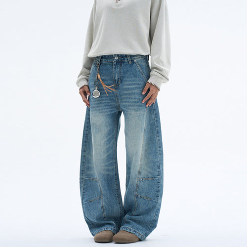 Damen Extraweite Palazzodenim-Jeans mit hoher Bundlinie, Paneelnähten und weitem Saum Echo Archiv