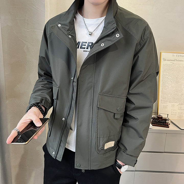 Herren trendige Feldjacke mit praktischen Taschen und verstellbarem Kragen Echoarchiv