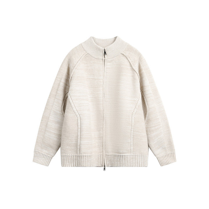 Unisex Strick‑Zipjacke mit Stehkragen, Raglanärmeln und gerippten Bündchen Echo Archiv