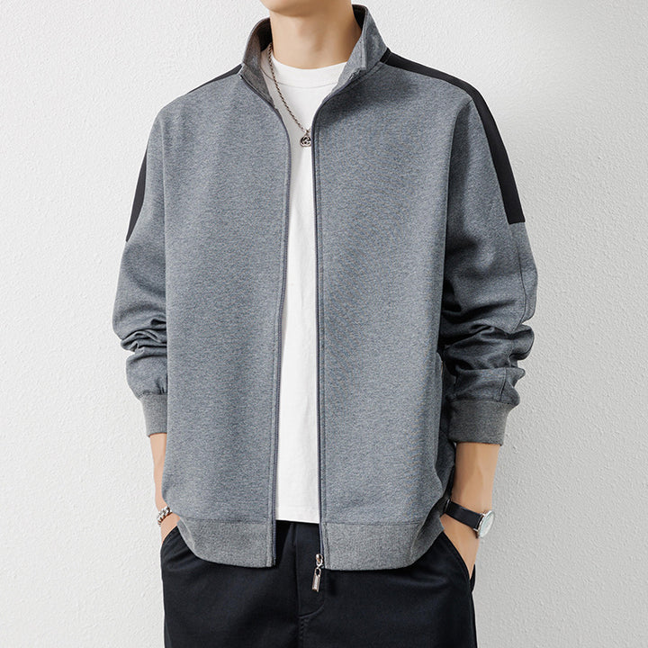 Herren Leichte Zip‑Trainingsjacke im Minimalstil mit Stehkragen und Kontrastpaspel Echo Archiv