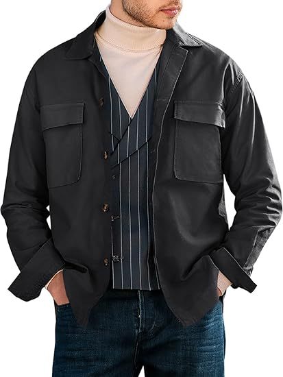 Herren lässige Utility-Jacke mit praktischen Taschen und modernem Schnitt Echoarchiv