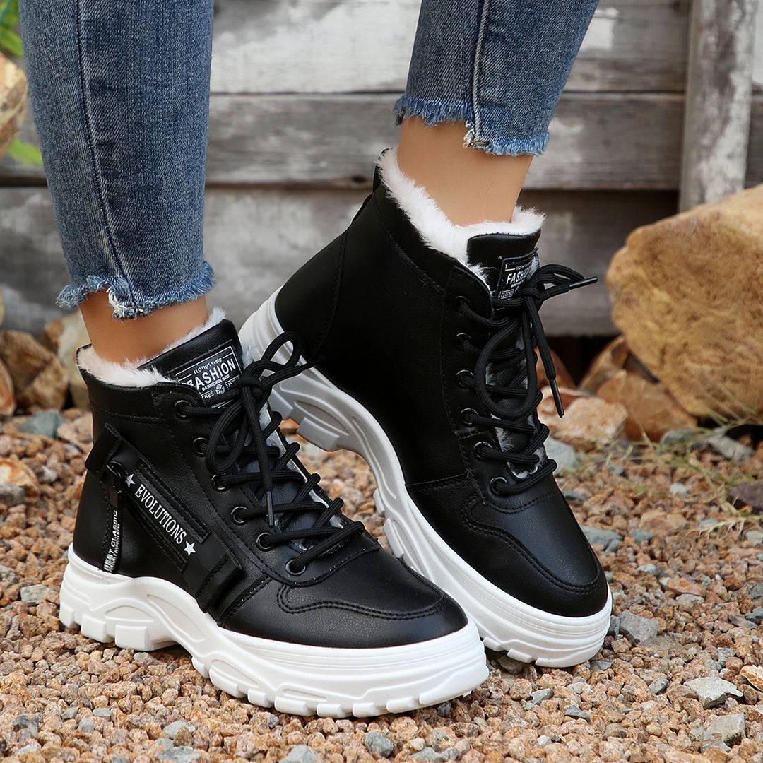 Damen  gefütterte High-Top Sneaker-Boots mit dicker Profilsohle und seitlichem Reißverschluss Echo Archiv