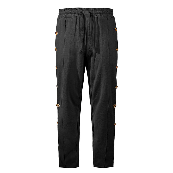 Herren Relaxed-Fit Freizeithose mit seitlichen Zierknopfleisten, elastischem Bund und Kordelzug Echoarchiv