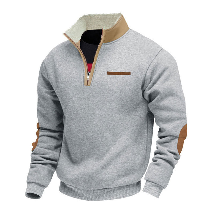 Herren nan Halbzip-Troyer mit Teddyfleece-Kragen und Leder-Ellbogenpatches Echo Archiv