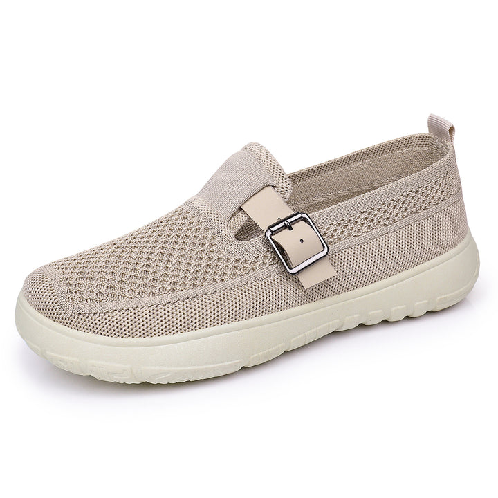 Damen nan atmungsaktiver Strick-Slip-On mit verstellbarer Metallschnalle und federnder Leicht-EVA-Sohle Echo Archiv