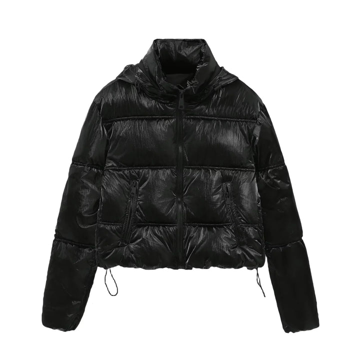 Damen nan cropped gesteppte Daunenoptik Jacke mit Kapuze und Tunnelzugsaum Echo Archiv