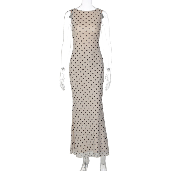 Damen Elegantes Maxikleid mit Punktdesign und figurbetontem Schnitt Echo Archiv