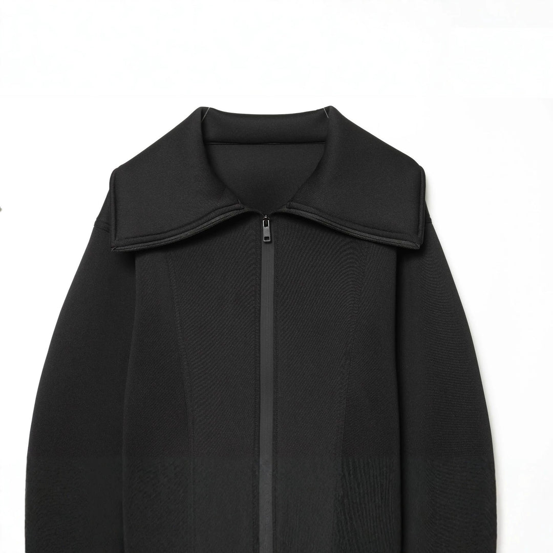 Damen Gekürzte strukturierte Jacke im Neopren‑Look mit weitem Schalkragen Echo Archiv
