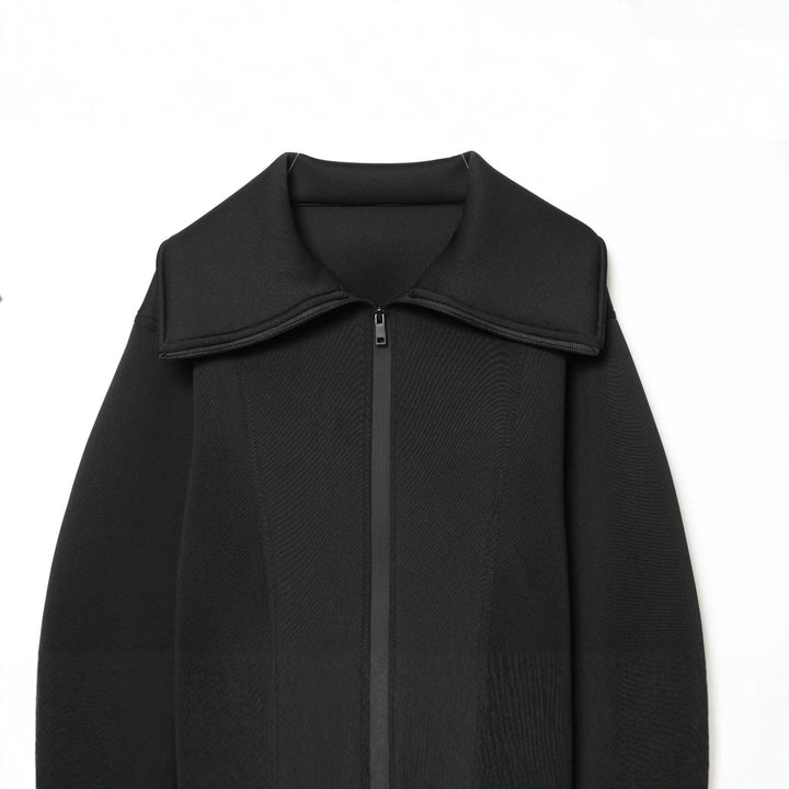 Damen Gekürzte strukturierte Jacke im Neopren‑Look mit weitem Schalkragen Echo Archiv