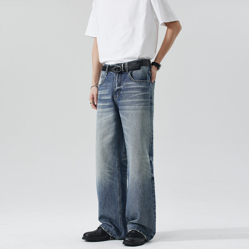 Herren Locker geschnittene Stonewashed-Denim-Jeans mit extra weitem Bein Echo Archiv