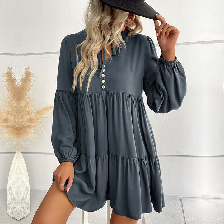 Damen Fließendes Hemdblusenkleid mit Rüschen Echo Archiv