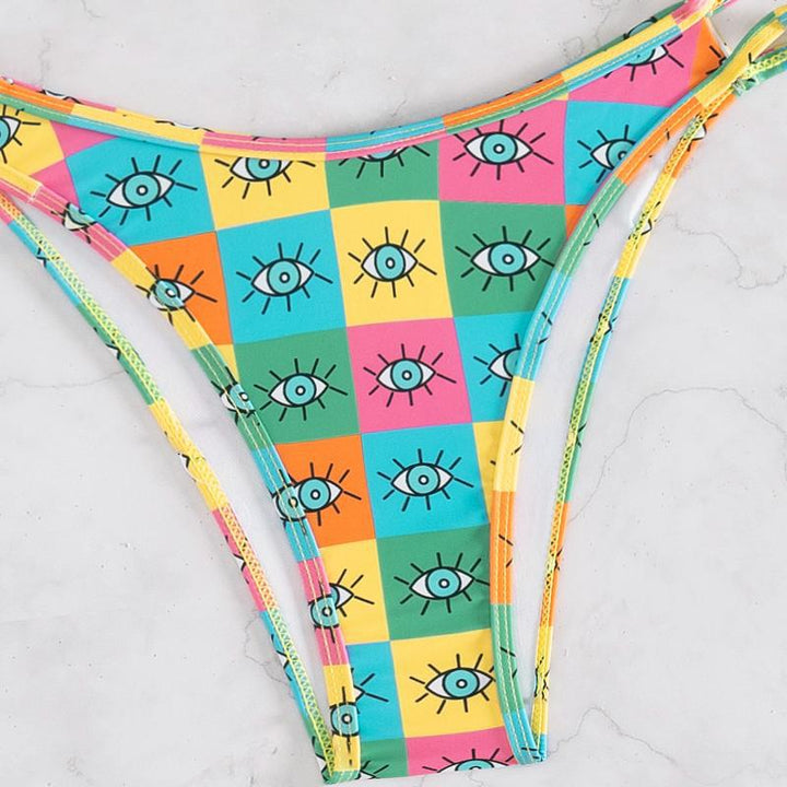 Damen Bikini-Set mit farbenfrohem geometrischem Muster und verstellbaren Trägern Echo Archiv