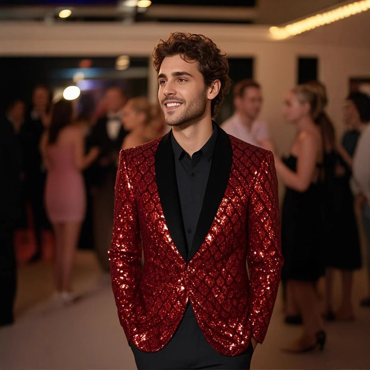 Herren Glamouröser Paillettenblazer mit elegantem Schnitt Echoarchiv