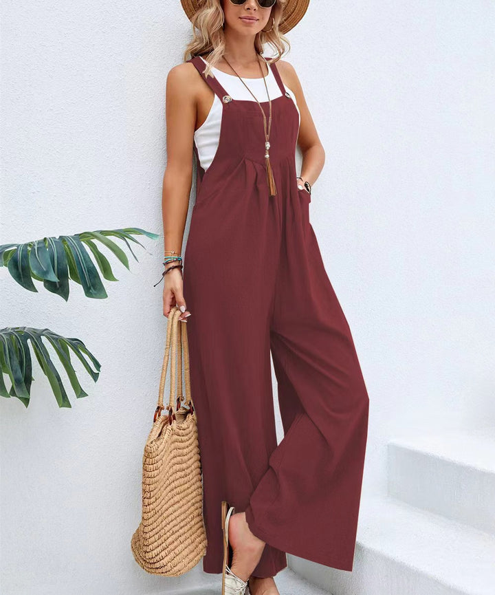 Damen weite Latzhose mit elegantem Schnitt und verstellbaren Trägern Echoarchiv