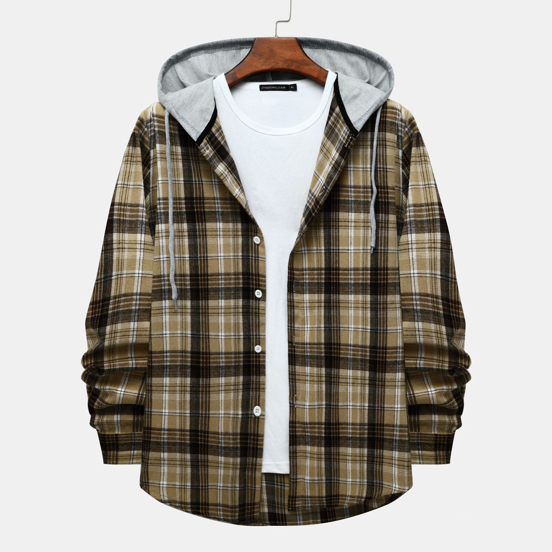 Herren Hemdjacke mit Kapuze im klassischen Karomuster Echoarchiv
