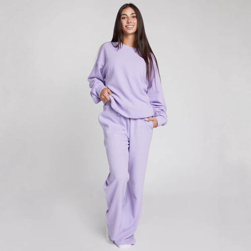 Damen Waffelstrick-Loungewear-Set mit Oversized-Sweater und Kordel-Jogginghose – Avérine