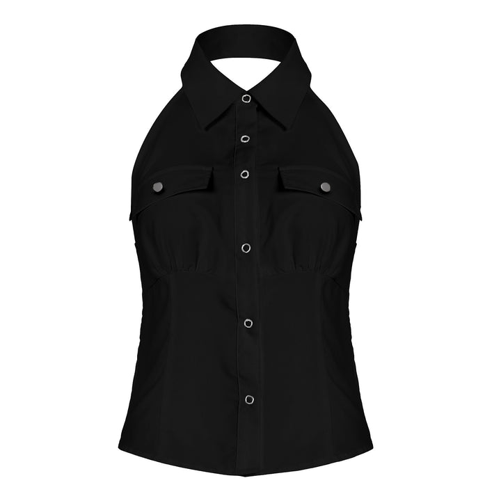 Damen Haltertop mit elegantem Kragen und praktischen Brusttaschen Echo Archiv