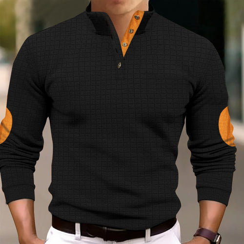 Herren Bequemer Sweatpullover mit Knopfleiste und Kontrastelementen Echoarchiv