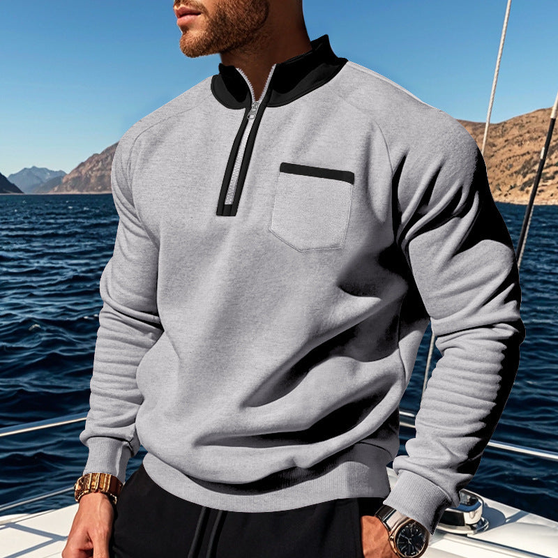 Herren Sweatshirt mit halbem Reißverschluss und feuchtigkeitsregulierendem Stoff Echoarchiv