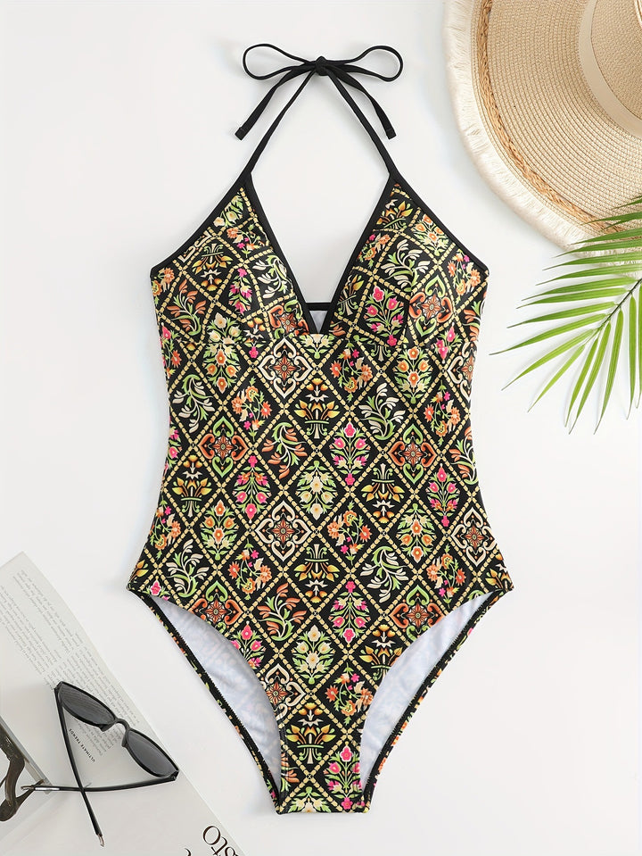 Damen Einteiliger Badeanzug mit modischem floralem Design Echo Archiv
