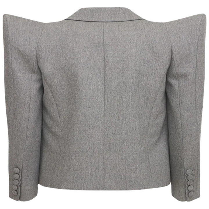 Damen Dreiteiliges Tailoring-Set mit betontem Schulterblazer, Top und Bermuda-Shorts Echoarchiv