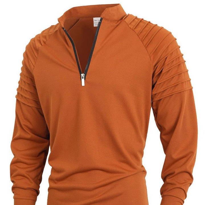 Herren Langarmshirt mit modernem Stehkragen und Reißverschluss Echoarchiv