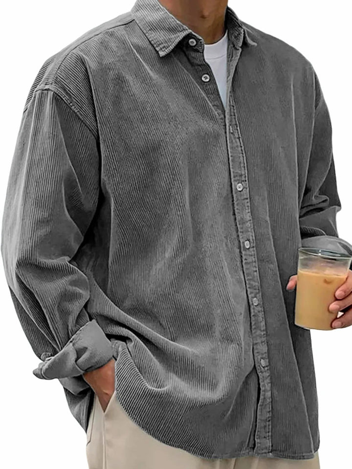 Herren nan langärmliges Oversize-Cordhemd mit Hemdkragen und durchgehender Knopfleiste Echo Archiv