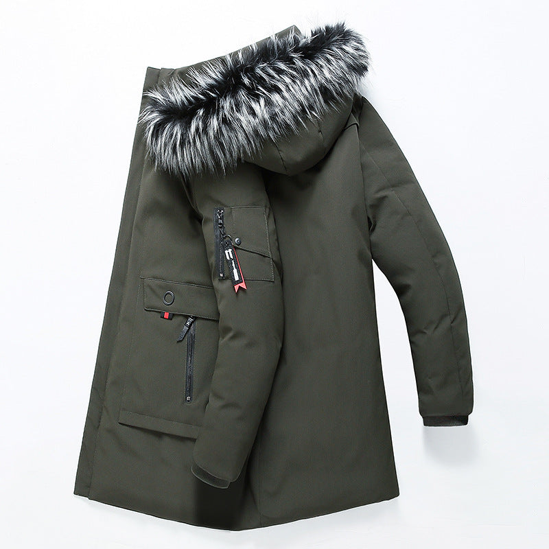 Herren langer Thermo-Parka mit Kunstfellkapuze, wasserabweisender Außenlage und Mehrfach-Taschen – Montevé