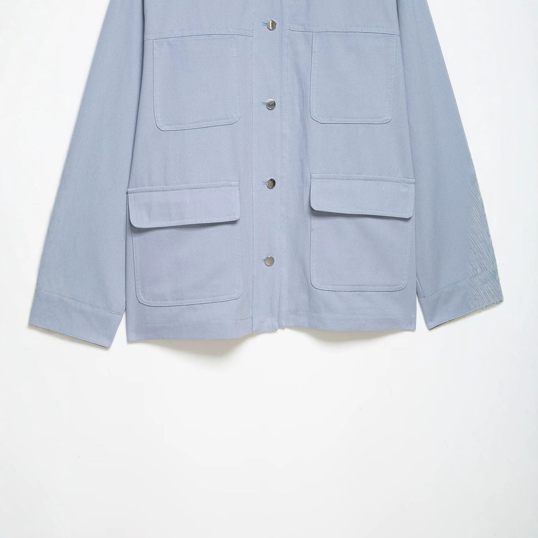 Damen Oversized Utility-Jacke mit Cordkragen und aufgesetzten Taschen Echo Archiv