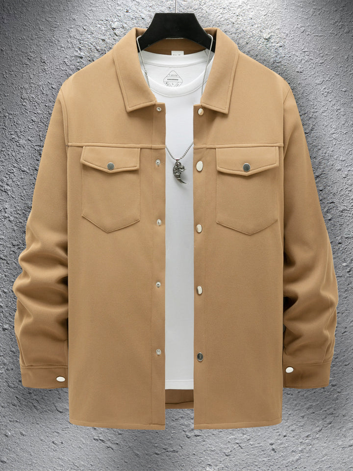 Herren lässige Overshirt-Jacke mit praktischen Brusttaschen und druckknopfverschluss Echoarchiv
