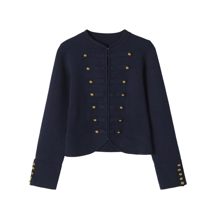 Damen Kragenloser, kurzgeschnittener Offiziersblazer mit goldenen Zierknöpfen Echo Archiv