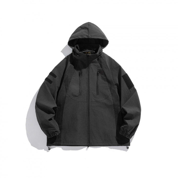 Unisex Technische Utility-Kapuzenjacke mit Reißverschluss, Brusttaschen und Klettpatch Echo Archiv