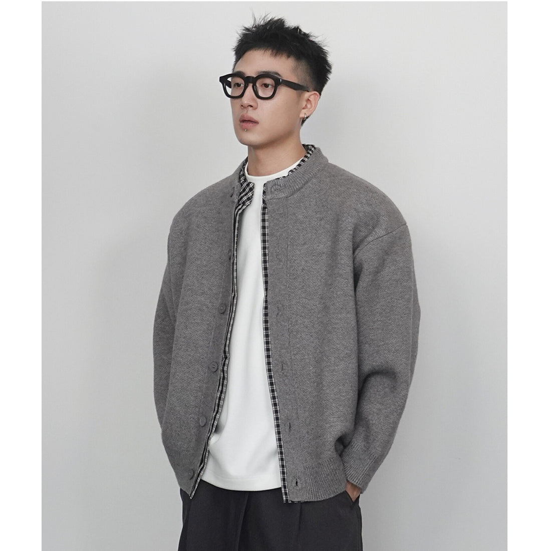 Herren Modische Strickjacke mit Knopfverschluss Echoarchiv