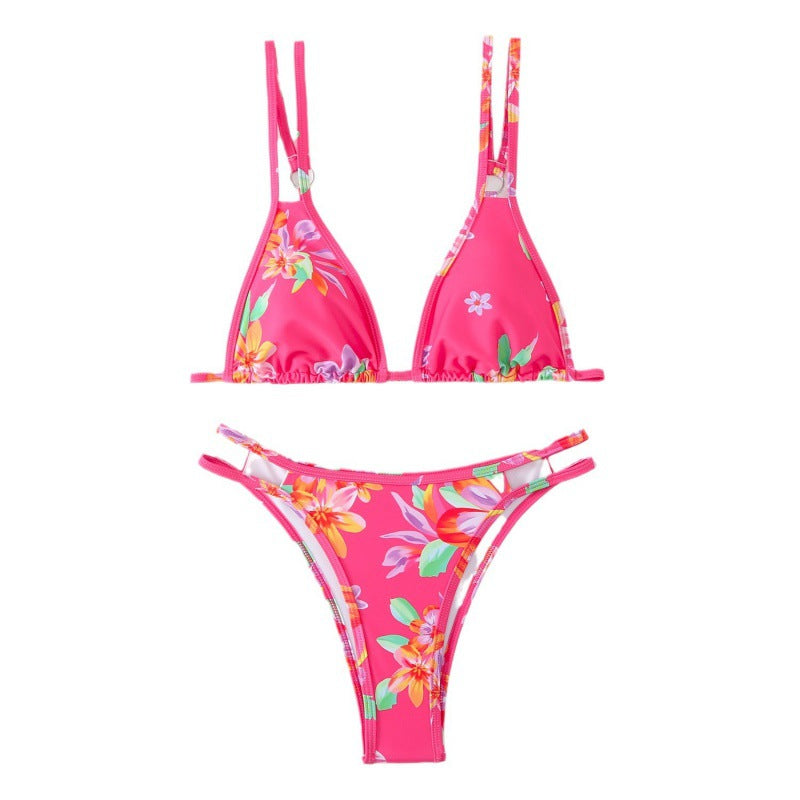 Damen Triangel-Bikini mit verspieltem Blumenmuster und raffinierten Schnürdetails Echo Archiv