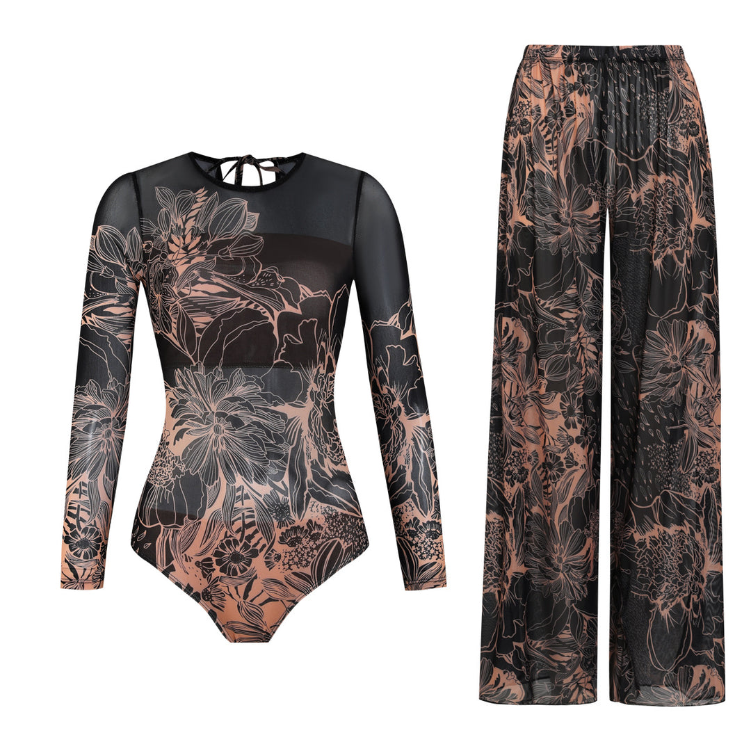 Damen Palazzo-Hose mit floralem Design und elastischem Bund Echo Archiv