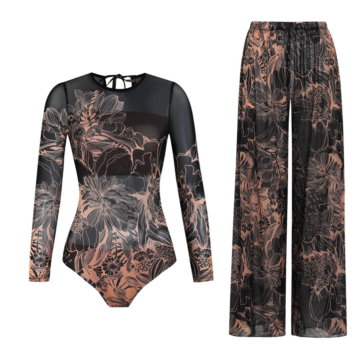 Damen Palazzo-Hose mit floralem Design und elastischem Bund Echo Archiv