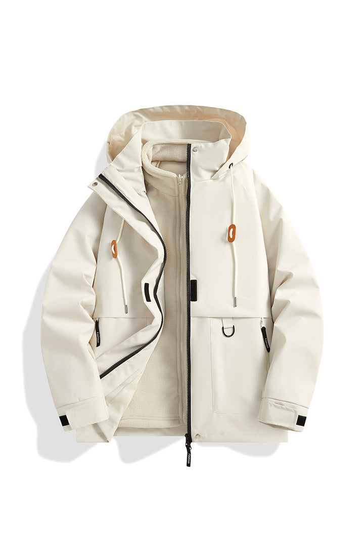 Herren Mehrlagige Softshell-Utilityjacke mit integriertem Fleece-Innenjackett, Kordelzugkapuze und Multifunktions-Taschen Echo Archiv