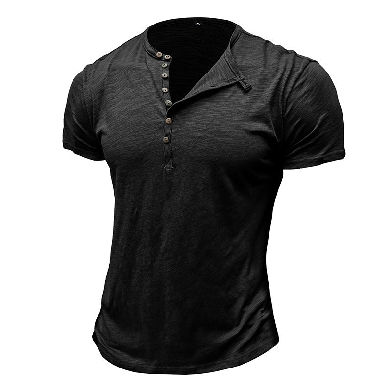 Herren Kurzarm Henley-T-Shirt mit strukturierter Knopfleiste Echoarchiv