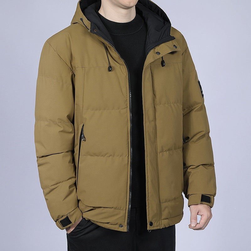 Herren Kurz geschnittene gesteppte Winterjacke mit Kapuze, winddichter Membran & verstellbaren Manschetten Echoarchiv