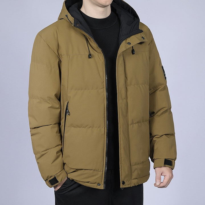 Herren Kurz geschnittene gesteppte Winterjacke mit Kapuze, winddichter Membran & verstellbaren Manschetten Echoarchiv
