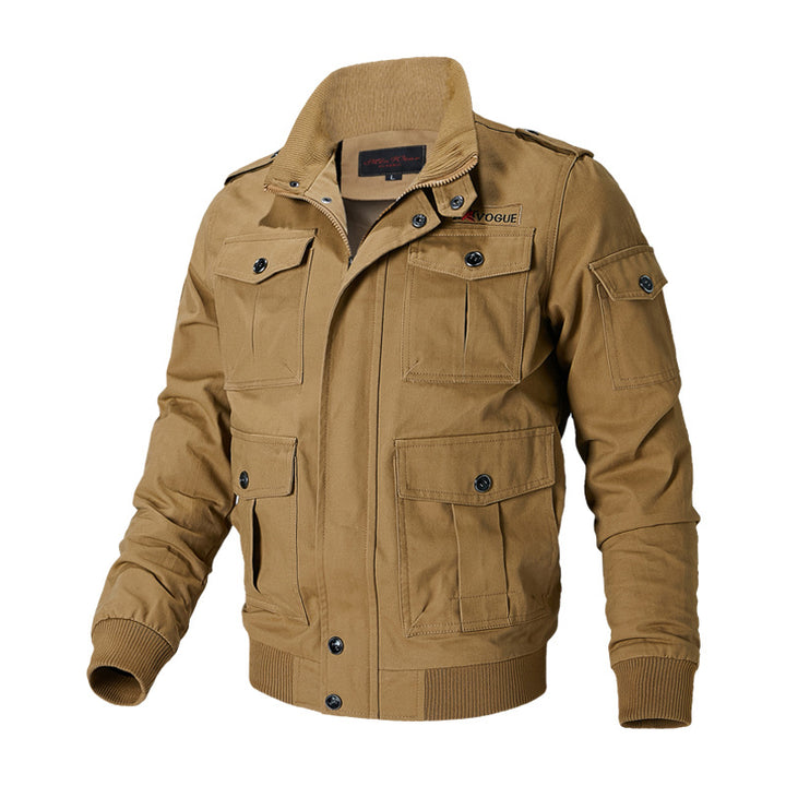 Herren nan militärische Fieldjacke mit Mehrfach-Taschen, Schulterklappen und Rippbündchen Echo Archiv