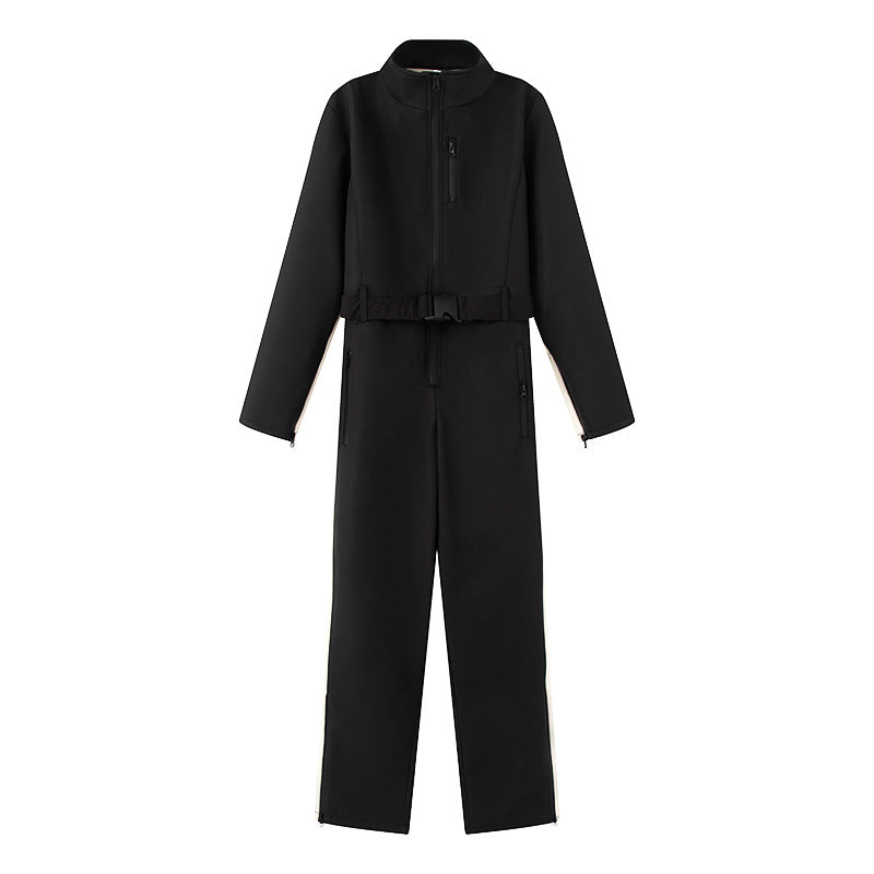 Damen Funktionaler Utility-Overall mit Reißverschlüssen und Taillengürtel Echoarchiv