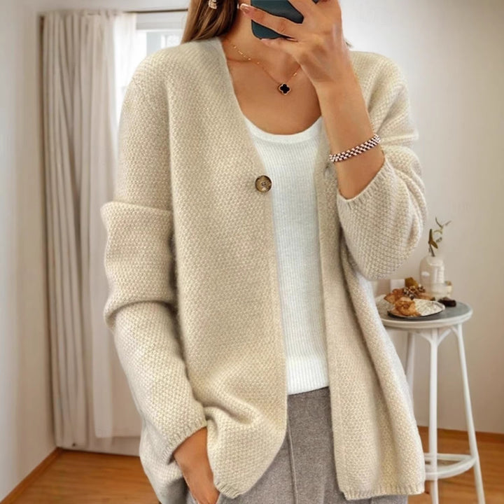 Damen nan strukturierter Strickcardigan mit V-Ausschnitt und verdeckter Knopfleiste Echo Archiv