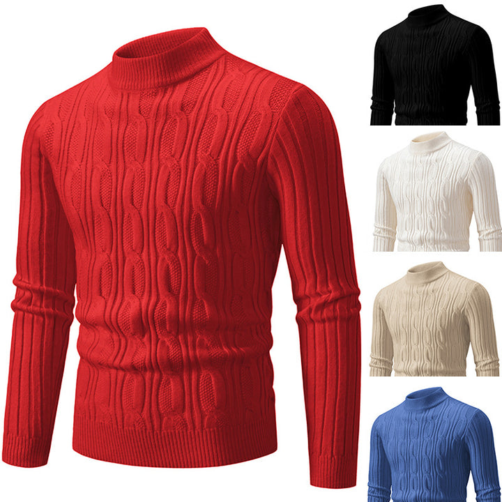 Herren Strickpullover mit magnetischem Zopfmuster und hohem Kragen Echoarchiv