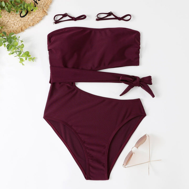 Damen Bandeau Bikini mit asymmetrischem Schnitt und modischem Animal-Print Echo Archiv
