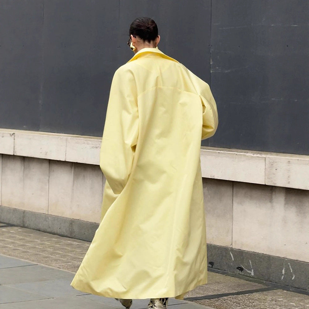 Damen Maxilanger Oversize-Mantel im Cocoon-Schnitt mit verdeckter Knopfleiste Echoarchiv