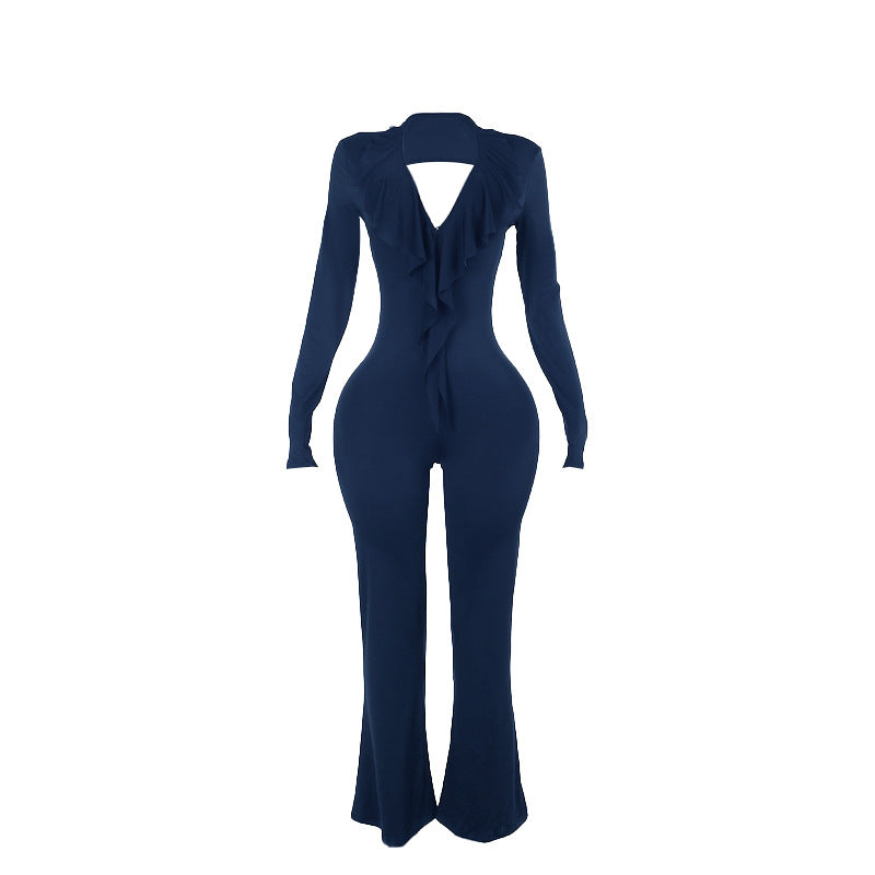 Damen trendiger Jumpsuit mit offenem Rücken und leichtem Stoff Echo Archiv