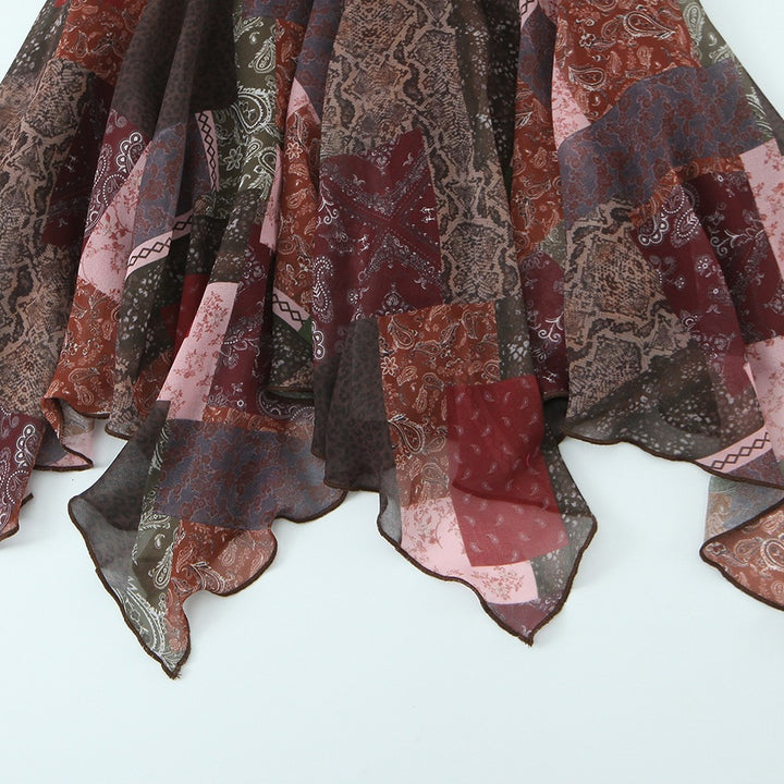 Damen Wickelkleid im modernen Patchwork-Design mit voluminösem Rock Echo Archiv