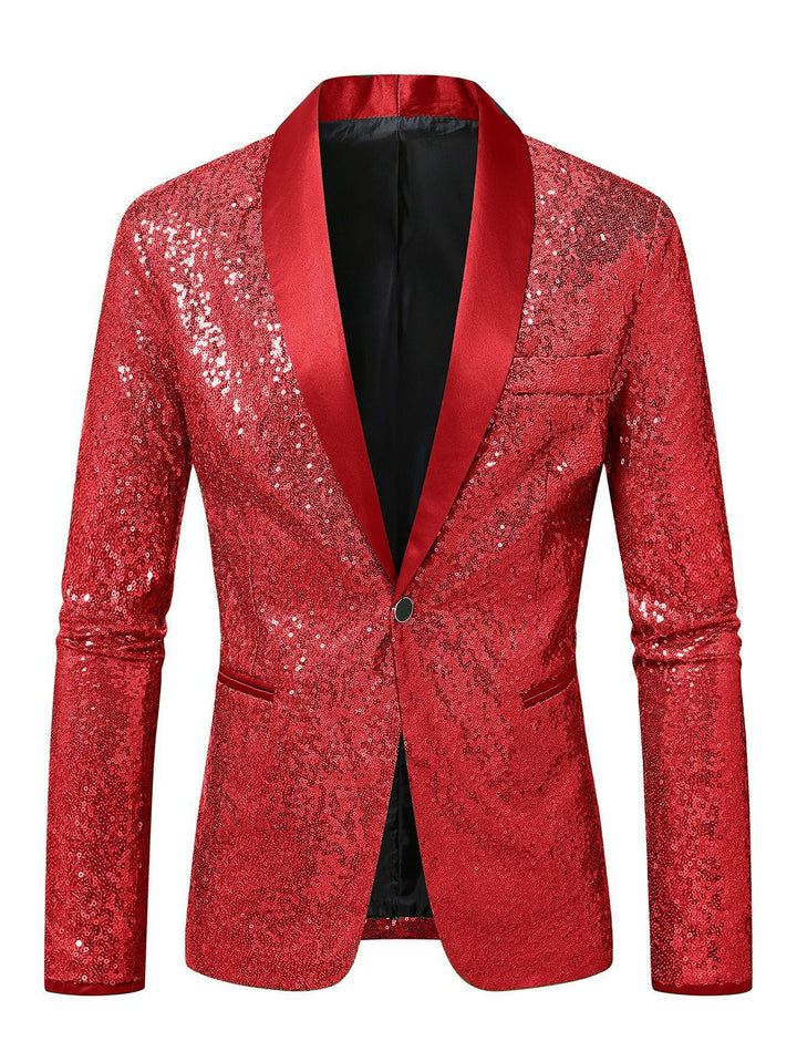 Herren Funkelnder Paillettenblazer mit modernem Schnitt Echoarchiv