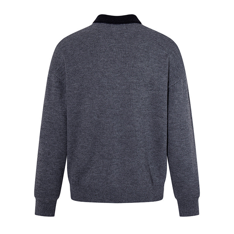Herren Poloshirt-Strickpullover mit Knopfleiste, Brusttasche und Kontrastkragen Echoarchiv